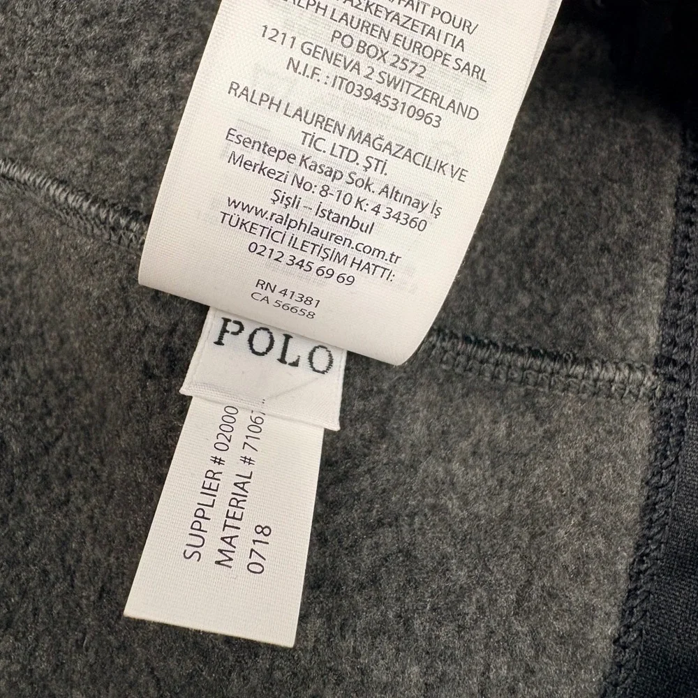 Polo Ralph Lauren‎ Vest XXL Men Performance Fleece Zip Up Gray Black Pony Preppy